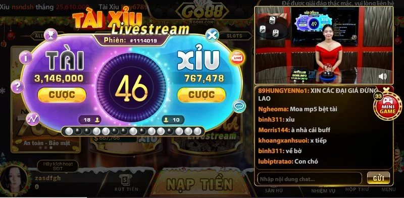 Tài Xỉu Livestream là trò chơi thu hút sự chú ý của đông đảo game thủ